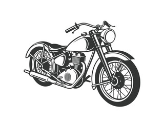 Obraz premium Silhouette of an Isolated Classic Motorbike on White Background