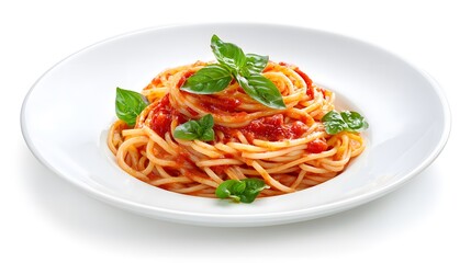 pasta with tomato sauce and basil