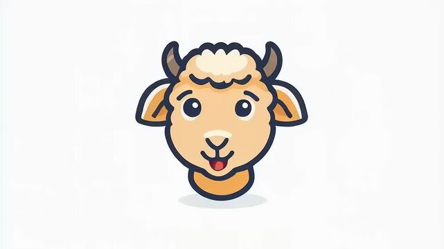 Cute Animated Ram Head with Playful Expressions in a Seamless Sequence