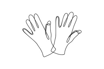 Obraz premium Single line continuous line drawing two open hands vector