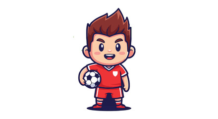 Vector illustration of a cute cartoon football player character in a red uniform holding a soccer ball, isolated sports mascot graphic.svg