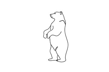Single line drawing a bear standing hind legs animal wildlife