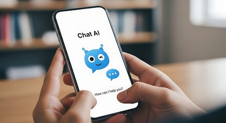 Person holding a smartphone with a chat ai application open on the screen