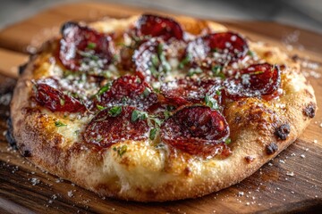 Close-up of a gourmet pizza