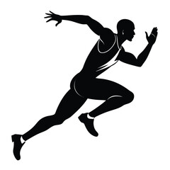 Dynamic athlete silhouette jumping high on white