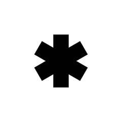 Obraz premium Asterisk icon isolated on white background. Black star symbol with six points