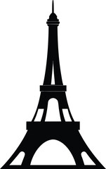 Elegant eiffel tower silhouette on white background