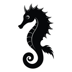 Elegant seahorse silhouette on white background
