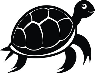 Elegant turtle silhouette on white background