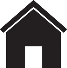 Simple black silhouette of a house with a door