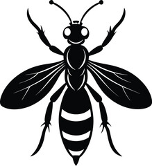 Wasp silhouette on white background