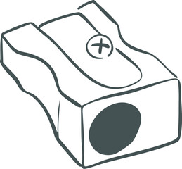 Pencil Sharpener &ndash; Hand-Drawn Line Art Illustration, Vector Outline, School and Office Supply