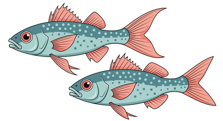 Naklejka premium Illustration of two fishes swimming in the ocean