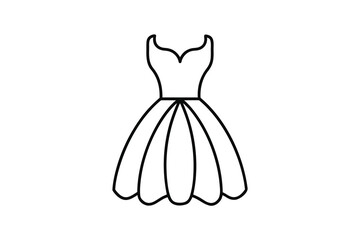 Single line outline a sleeveless dress with a flared skirt clothing fashion