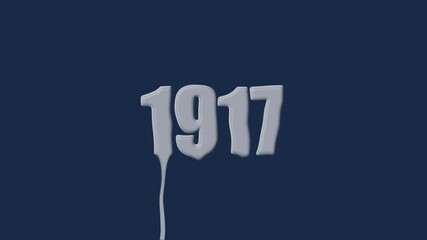 liquid text 1917 animation colorful background. glowing number text background 4k video animation. 1917 animation liquid text transparent background