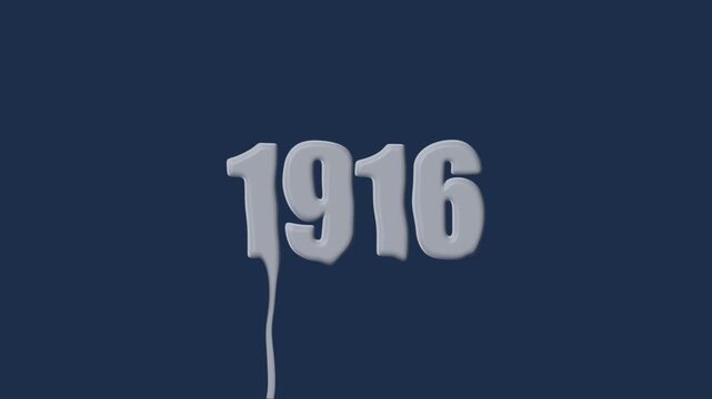 liquid text 1916 animation colorful background. glowing number text background 4k video animation. 1916 animation liquid text transparent background