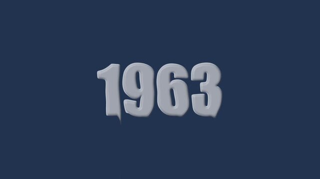 liquid text 1963 animation colorful background. glowing number text background 4k video animation. 1963 animation liquid text transparent background