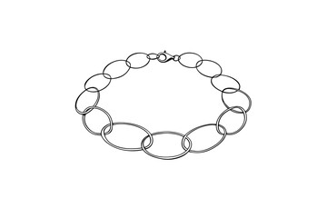 Single line outline an oval link chain bracelet with clasp jewelry