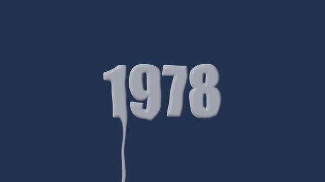liquid text 1978 animation colorful background. glowing number text background 4k video animation. 1978 animation liquid text transparent background