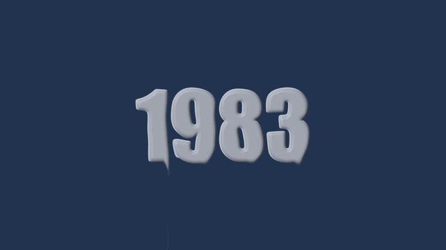 liquid text 1983 animation colorful background. glowing number text background 4k video animation. 1983 animation liquid text transparent background