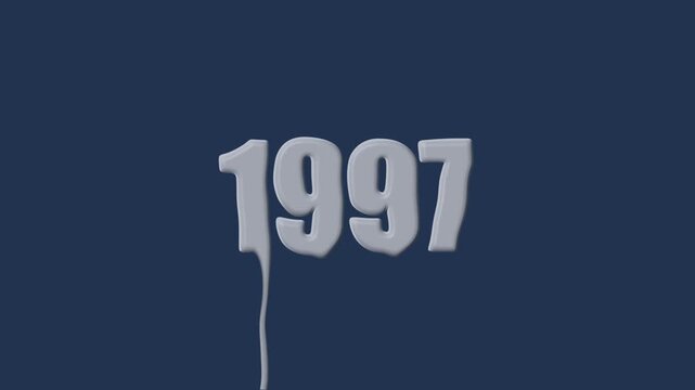 liquid text 1997 animation colorful background. glowing number text background 4k video animation. 1997 animation liquid text transparent background