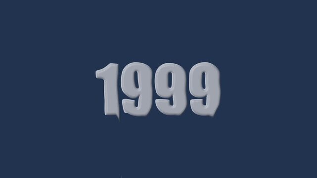 liquid text 1999 animation colorful background. glowing number text background 4k video animation. 1999 animation liquid text transparent background