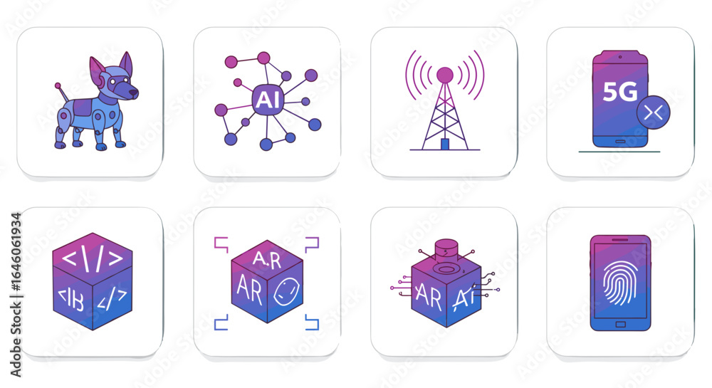 Wall mural illustration showing artificial intelligence ai augmented reality ar coding and mobile technology co