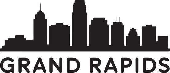 Fototapeta premium Grand Rapids skyline horizontal banner cityscape vector black on white