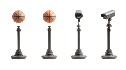 Basketball brilliance, a trio of lights illuminating the sport's spirit with ball on top