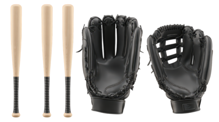Classic american pastime, baseball glove and bat ready for action on the field