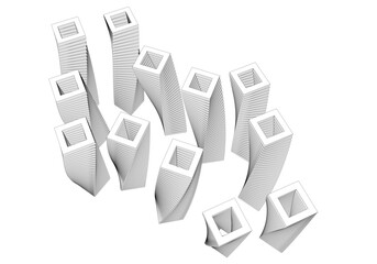 Fototapeta premium Abstract buildings architectural drawing 3d