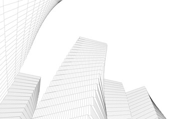 Fototapeta premium Abstract buildings architectural drawing 3d