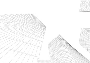 Fototapeta premium Abstract buildings architectural drawing 3d