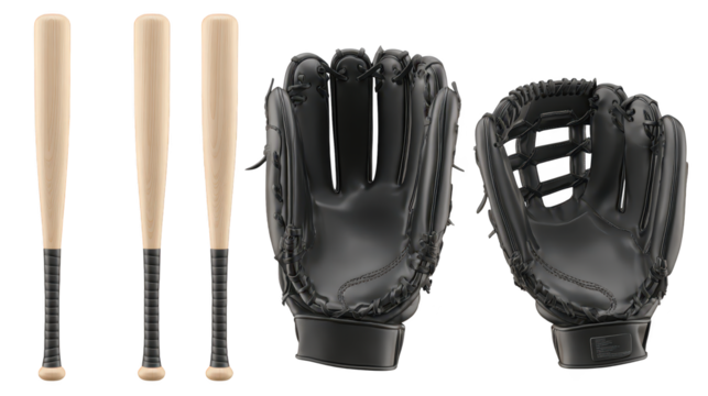 Classic american pastime, baseball glove and bat ready for action on the field