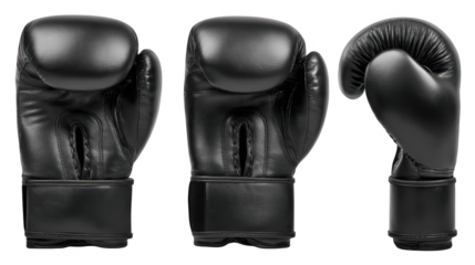 A detailed closeup, the timeless design and texture of classic black boxing gloves