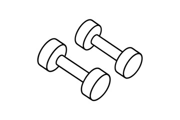 Single line outline two dumbbells a isometric view weights exercise