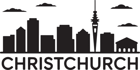 Obraz premium Christchurch skyline silhouette horizontal banner New Zealand cityscape vector illustration