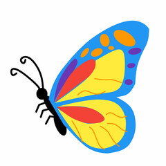 Colorful butterfly illustration with detailed wings, ideal for nature-themed designs, decorations, prints, and educational projects about insects and wildlife.