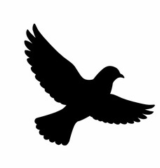 Elegant black bird silhouette in flight, perfect for nature, wildlife, and decorative design projects, including logos, patterns, and artistic compositions.
