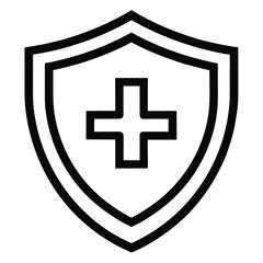 Fototapeta premium Shield with a medical cross icon symbolizing health protection and safety