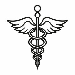Classic caduceus symbol with wings and serpent