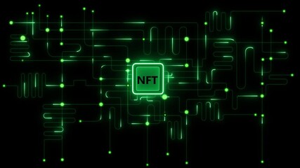 Futuristic glowing neon circuit board background with artificial nft ip theme, digital technology network, abstract high-tech schematic design, blue light lines and luminous connection 4k video. - Powered by Adobe