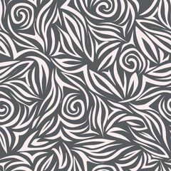 Seamless light background with beige pattern in baroque style. Vector retro illustration. Ideal for printing on fabric or paper for wallpapers, textile, wrapping.