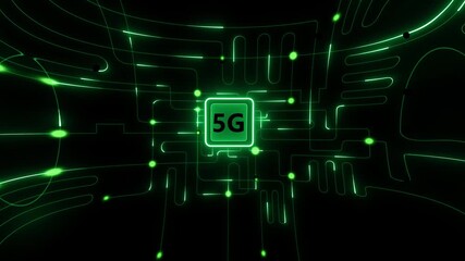 Futuristic glowing neon circuit board background with artificial 5g speed data connect, digital technology network, abstract high-tech schematic design, blue light lines and connection 4k video. - Powered by Adobe
