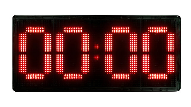 Red Digital Countdown Timer, isolated on transparent background