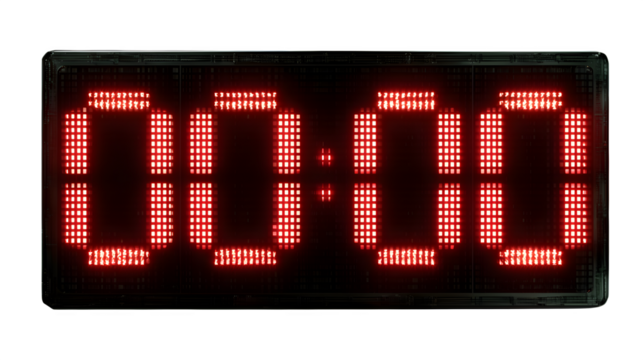 Red Digital Countdown Timer, isolated on transparent background