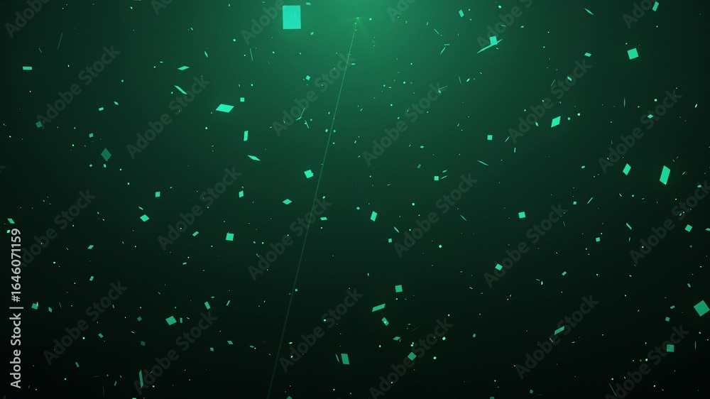 Canvas Prints glowing motion square light particle trails with reflecting particles on a green gradient background