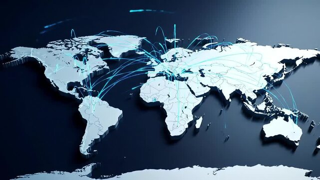 Global Network Connections Data Flowing Across the World