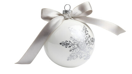 Silver Snowflake Christmas Ornament, isolated on transparent background