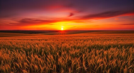 Golden Wheat Fields at Sunset Background
